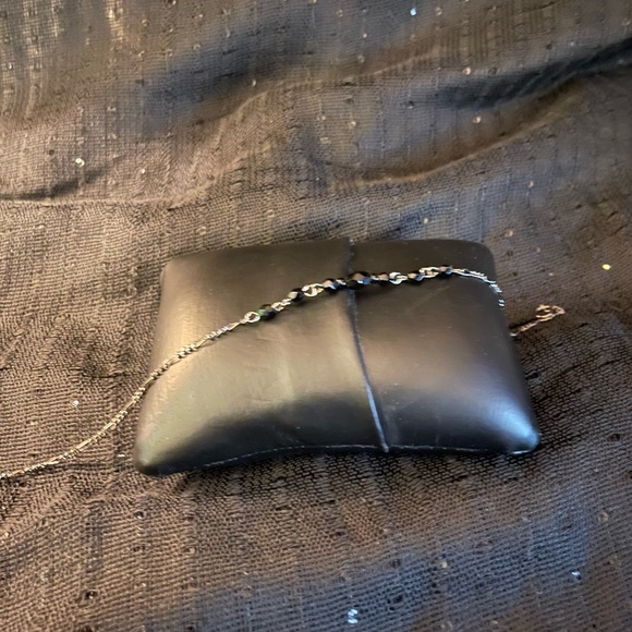 Silver Anklet with Black Crystals - Picture 1 of 3